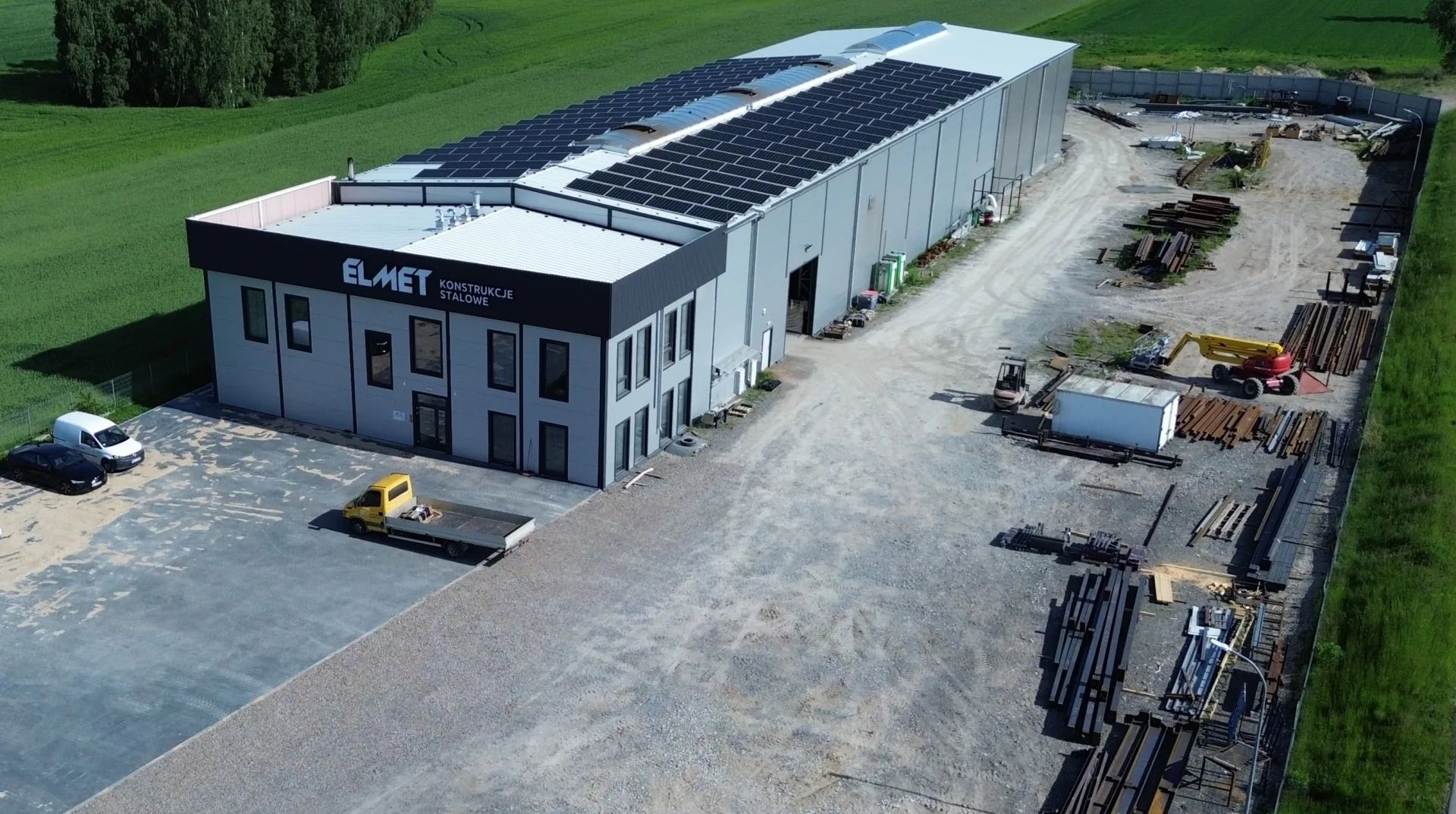 Hala produkcyjna ELMET w Helenowie, widok z lotu ptaka